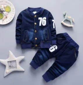 Baby and Toddler Cotton Set Outfit - Sweatshirt with a Denim Look