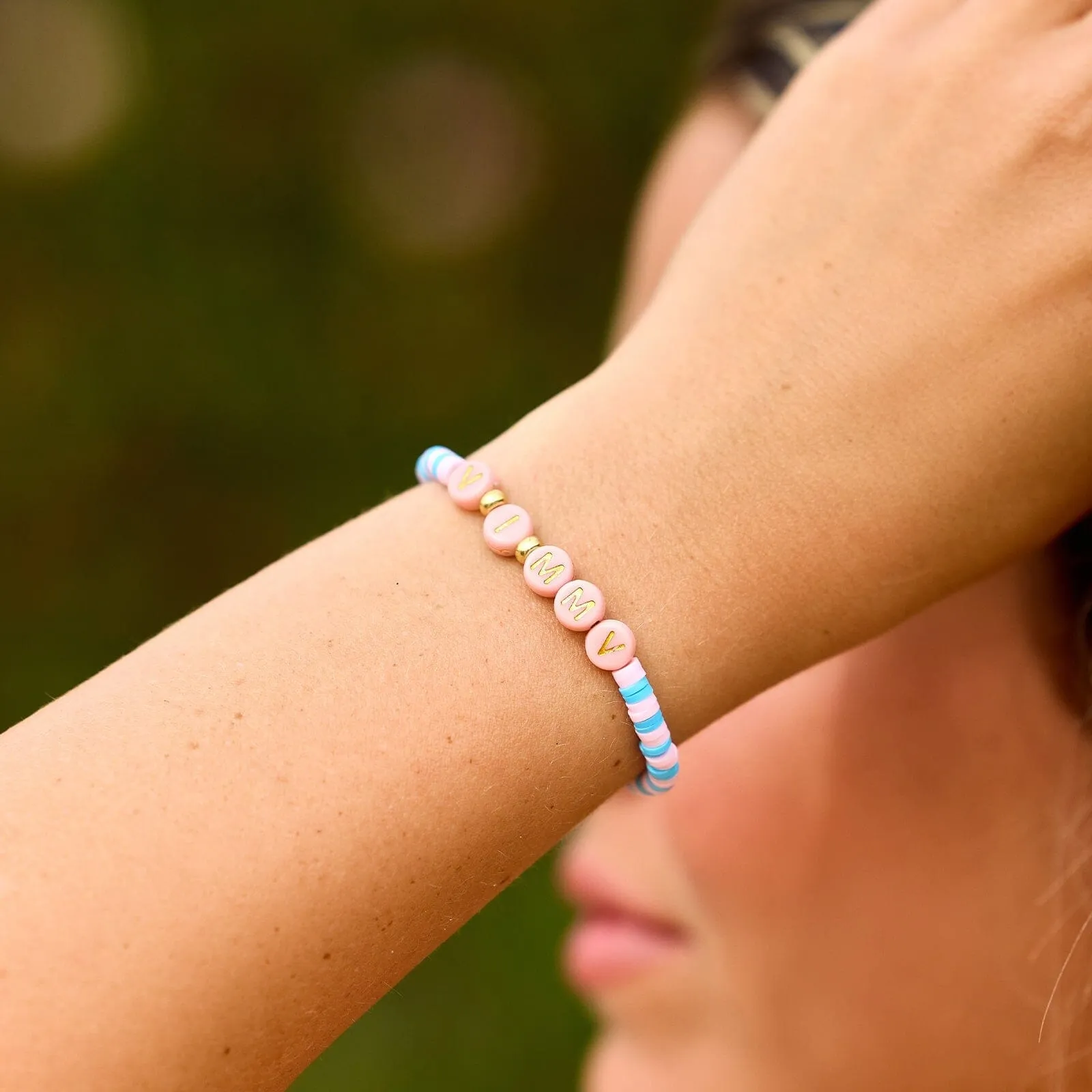 Cotton Candy Vinyl Disc Stretch Bracelet