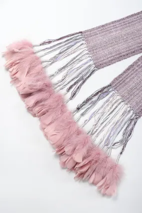 Feather Tassel Chenille Scarf