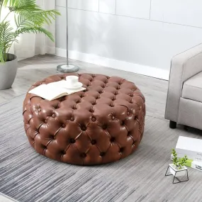 Figure It Out Euro Bonded  Leather  Tufted Cocktail Ottoman