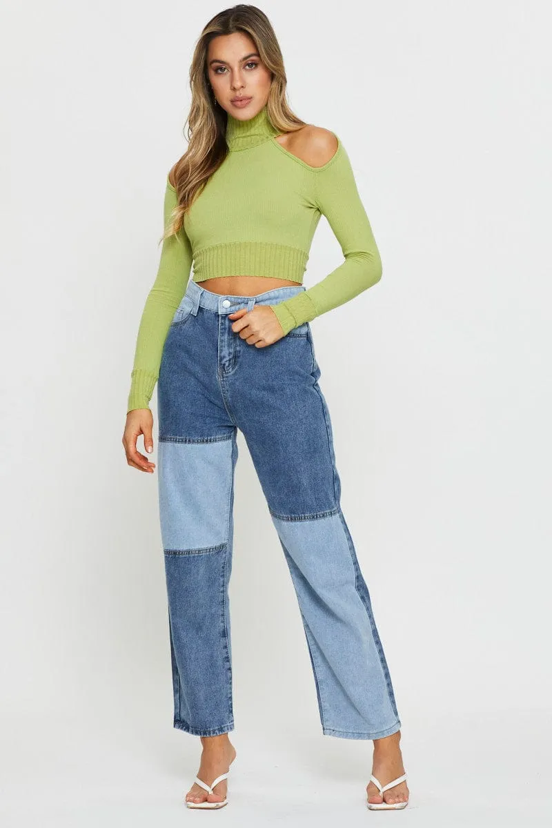 Green Crop Top Long Sleeve