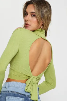 Green Crop Top Long Sleeve