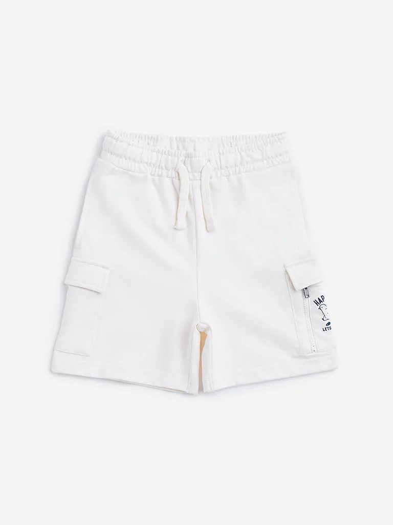 HOP Kids Off-White Cargo-Style Mid Rise Shorts