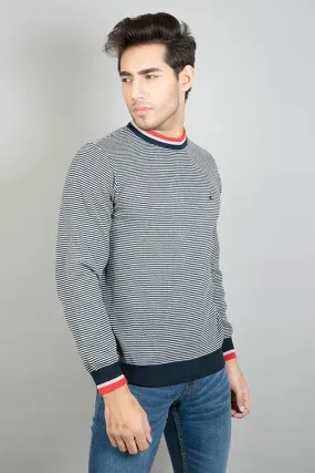 Jockey Full Sleeves Crew Neck Pinstripe Sweater