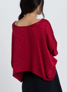 Journal Dolman Cropped Silk Top - Scarlet Floral