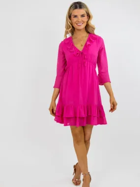 Kate & Pippa Bardot Mini Dress In Cerise Pink