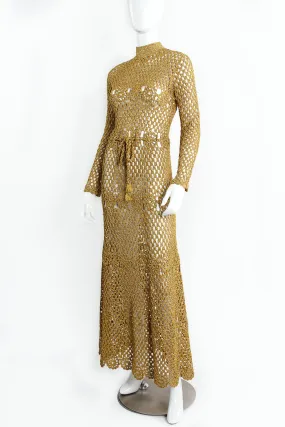 Metallic Gold Crochet Net Dress