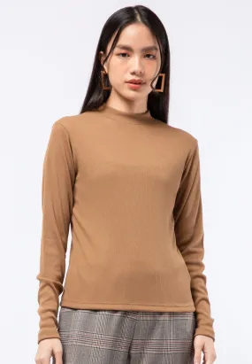 Mock Neck Long Sleeve T-Shirt