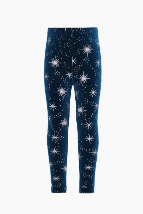 Peek Kids Glitter Print Velour Girls Legging