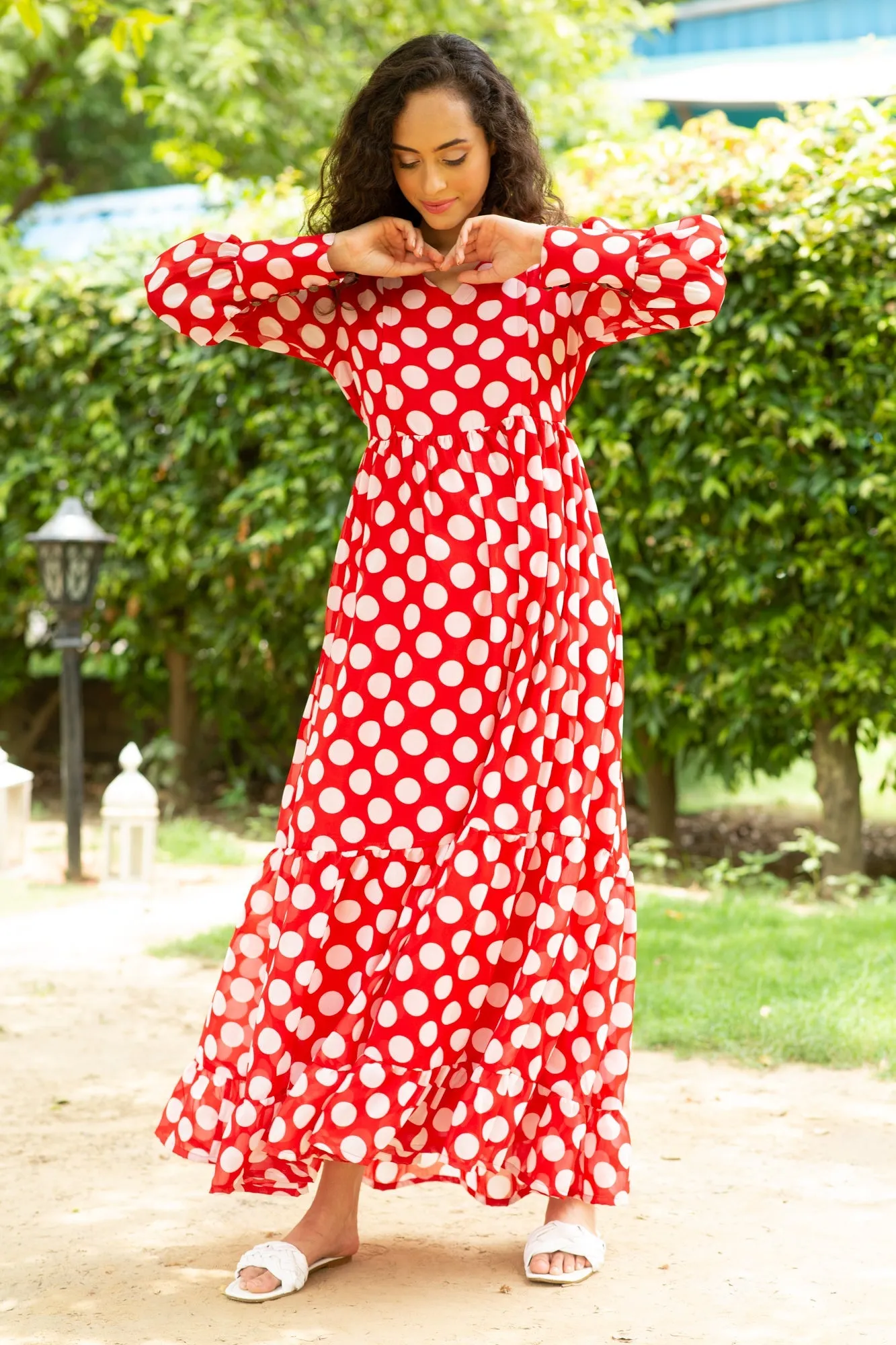 Playful Red Polka Maternity & Nursing Dress