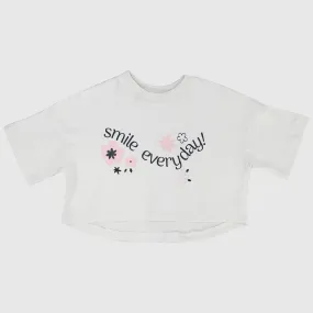 "Smile Everyday" Short-Sleeved Cropped T-Shirt