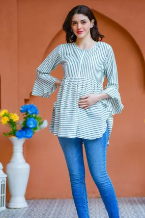 Royal Striped Gathered Nursing Top