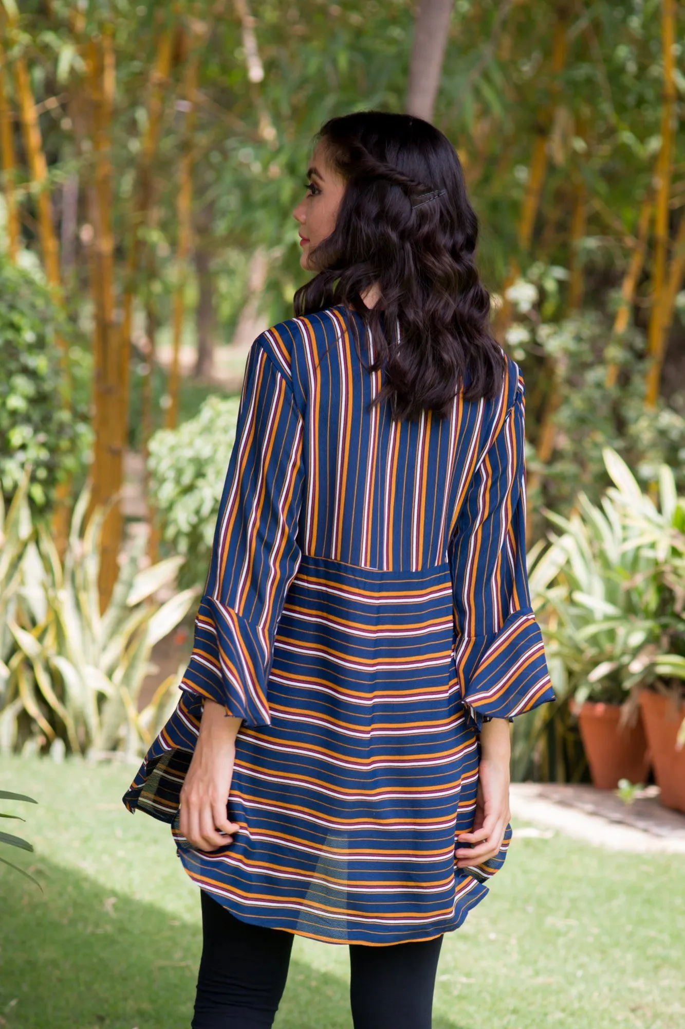 Royal Striped Gathered Nursing Top