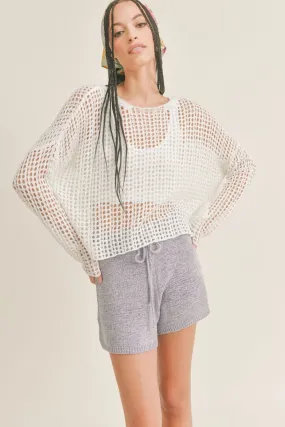 Sage The Label | Boho Crochet Long Sleeve Top | Ivory