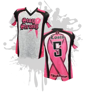 Stay Strong Womens Full Dye Jersey Cancer Awareness