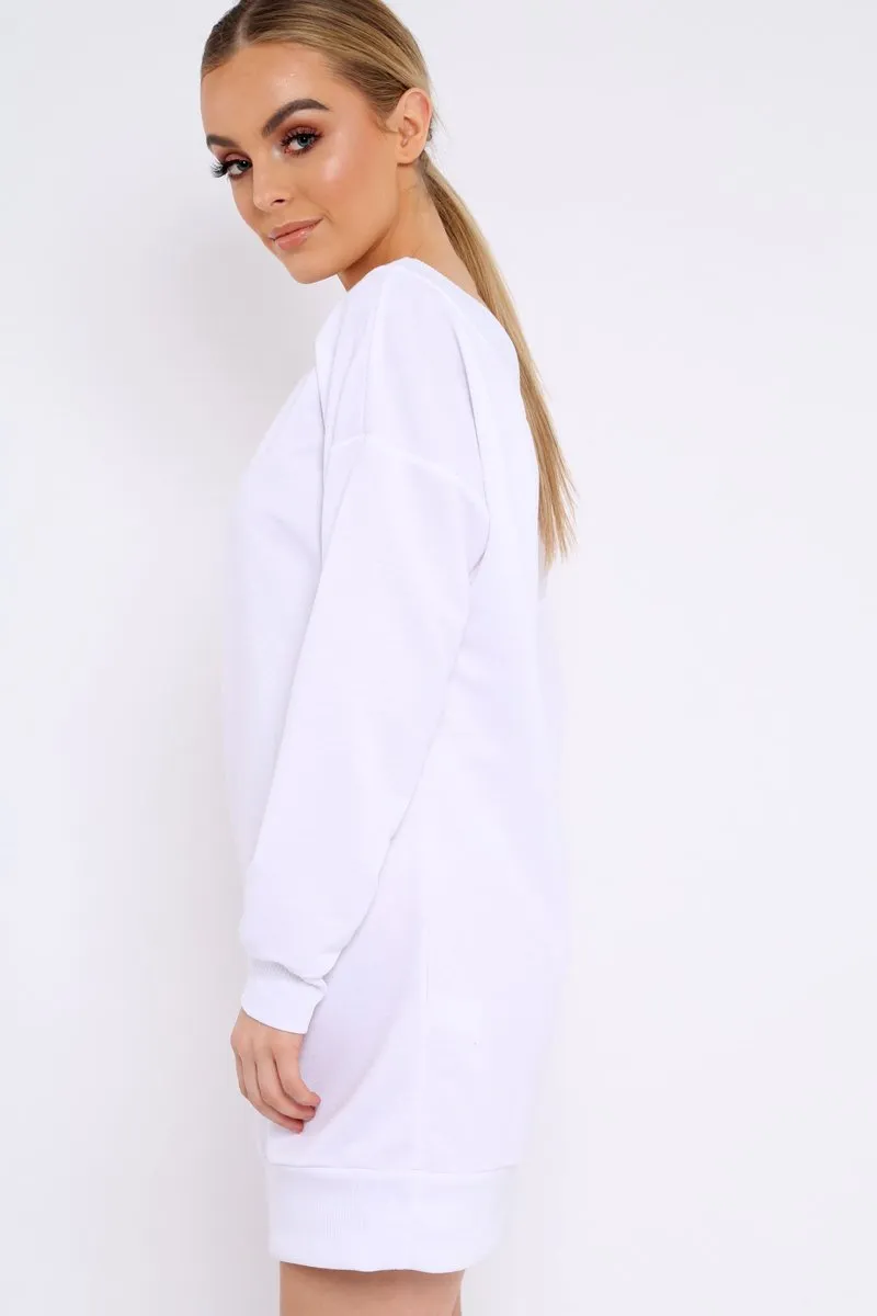 White Bardot Sweater Dress - Ariel