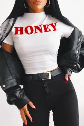 White Honey Slogan T-shirt - Kolby