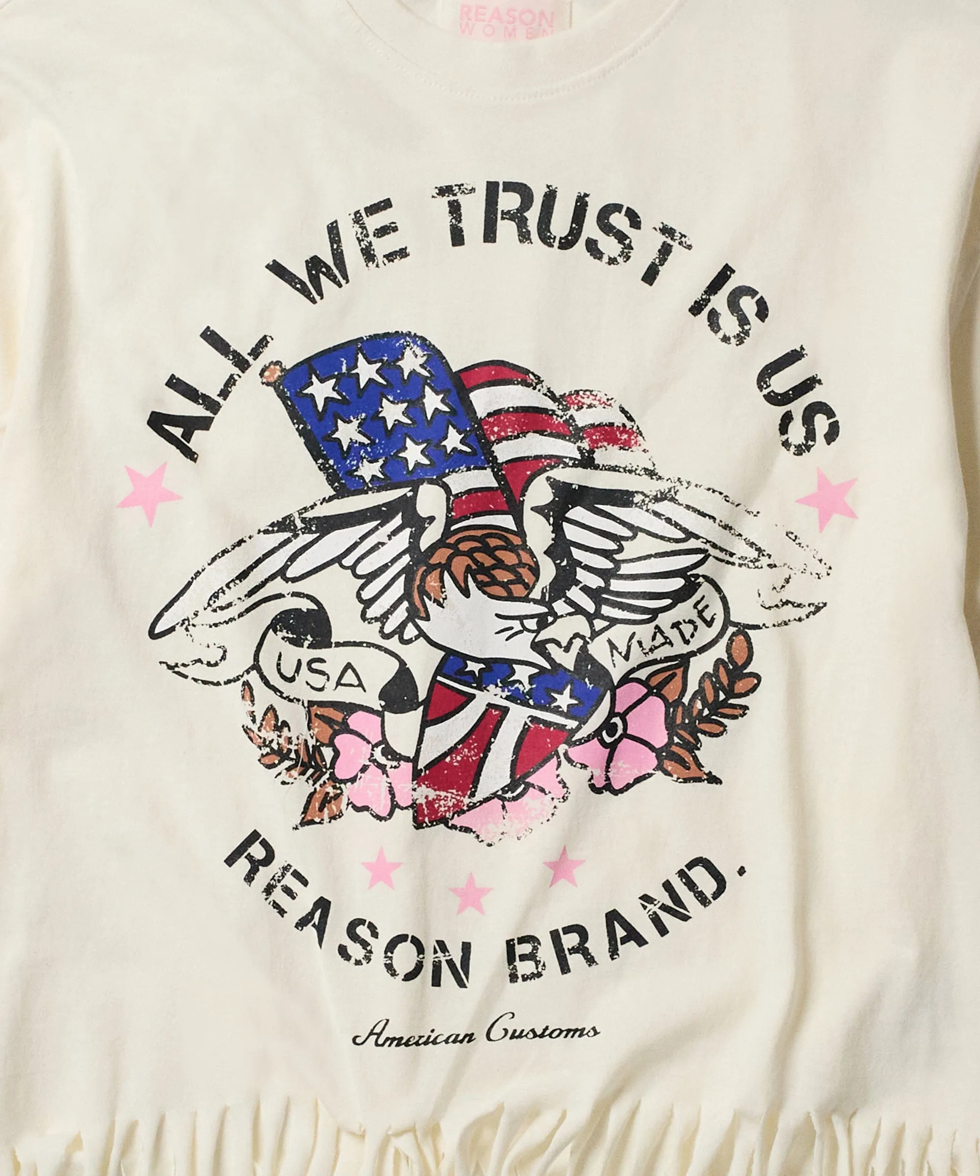 Women All We Trust Baby Short Sleeve Tee - Cream