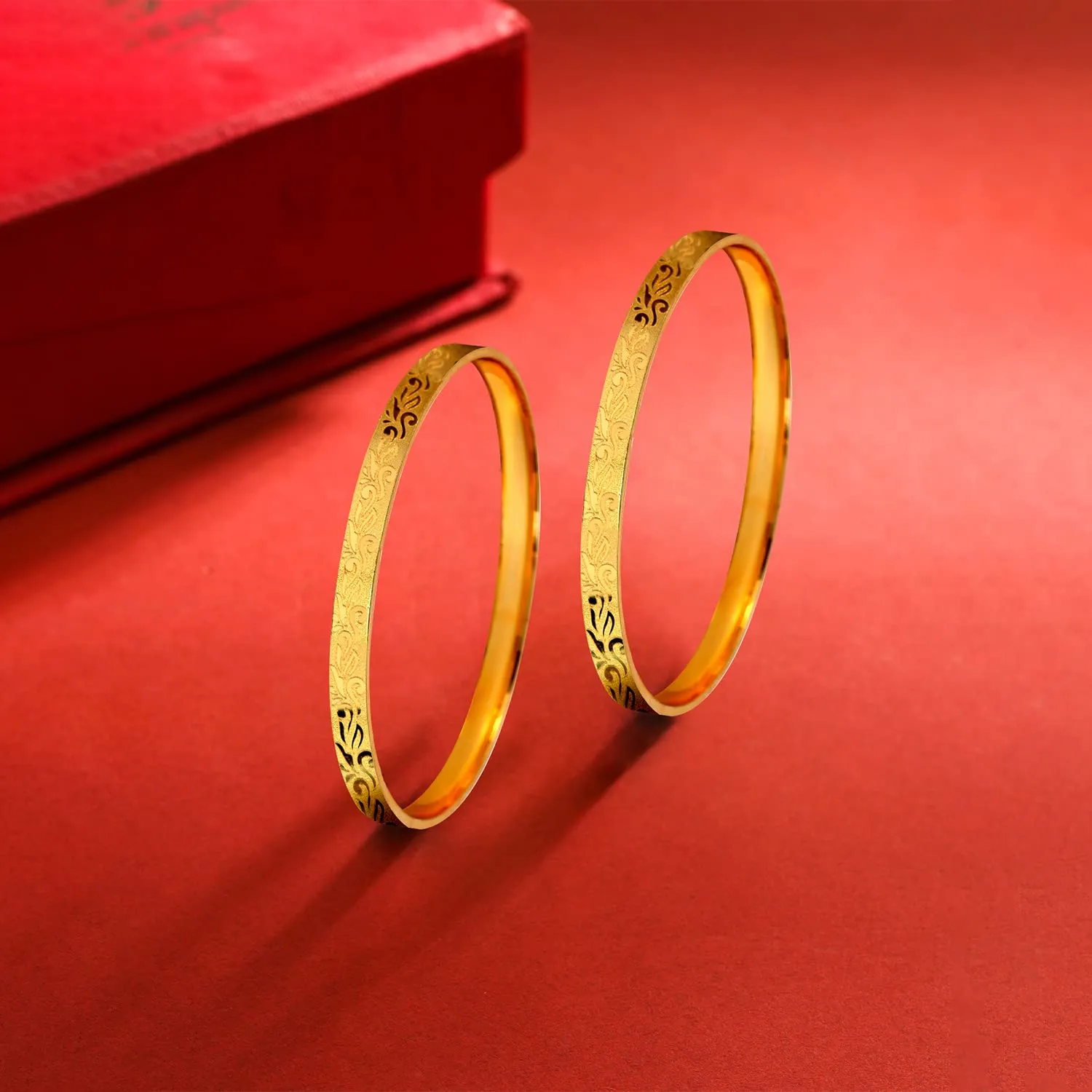 Yellow Chimes Bangles for Women and Girls Traditional Gold Bangles for women Gold Plated Bangles for girls | Leaf Designed Bangles | Birthday Gift For girls and women Anniversary Gift for Wife